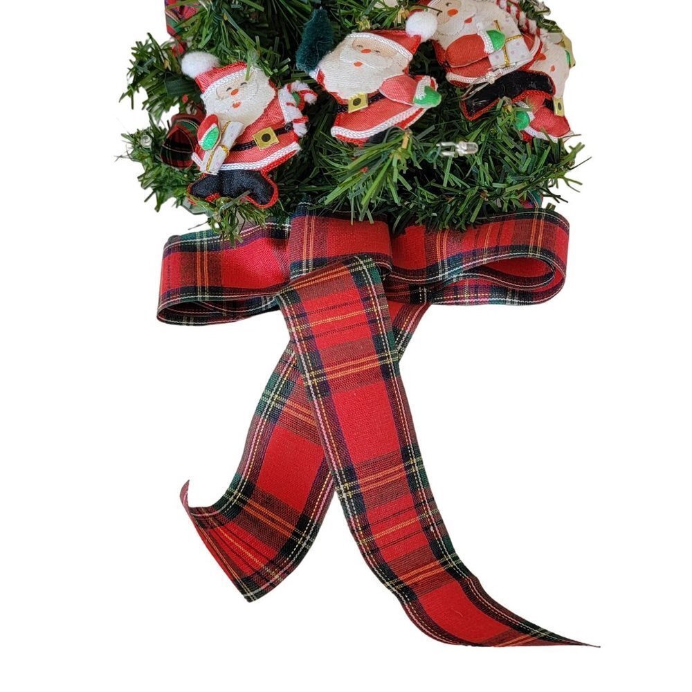 Vintage Smile Victorian Wall Tree Santa Claus Plaid Accents Battery Operated - Picture 9 of 10